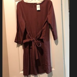 Burgundy shift dress.